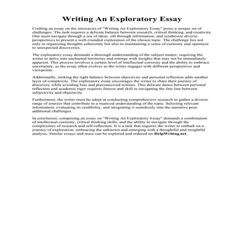 Writing An Exploratory Essay. 10 Examples of popular Exploratory Essay ...