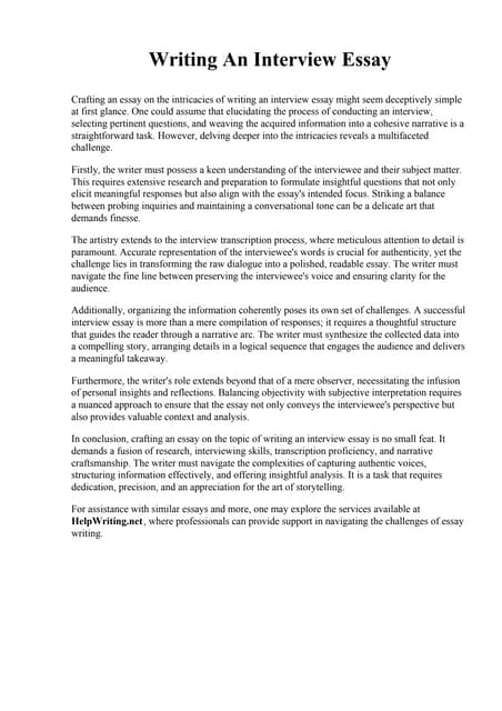 Example Of Interview Essay | PDF