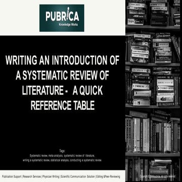 An Introduction to writing an Systematic review of literature - Scientific re...