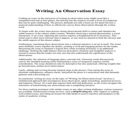 Writing An Observation Essay. Medaille University