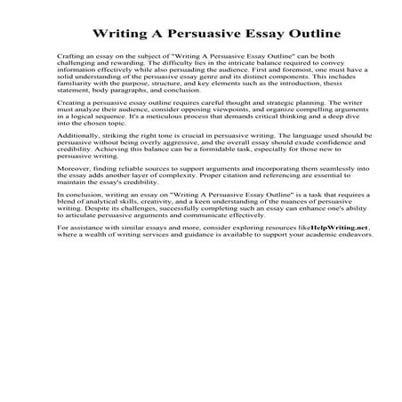 Persuasive Essay Outline Examples | PDF