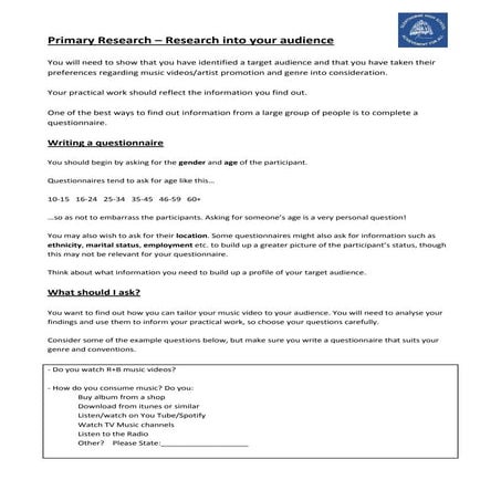 Writing a questionnaire