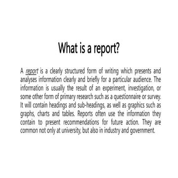 Summarizes findings and executes the report through narrative and  visual/graphic forms