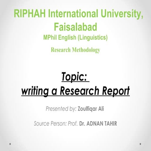Writing a research report | PPT | Publishing Industry | Industries