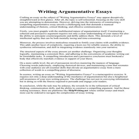 Writing Argumentative Essays