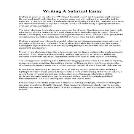 Writing A Satirical Essay | PDF