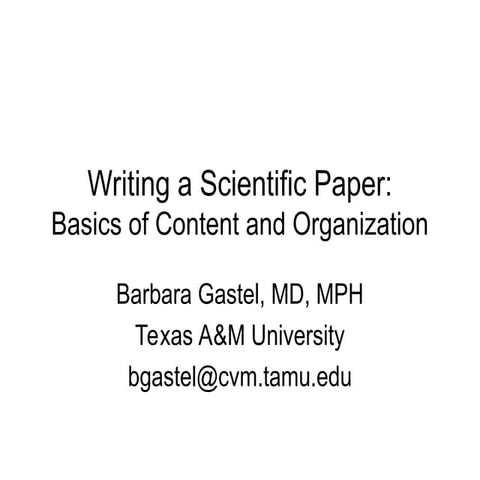 How to Write a scientific Paper in Science