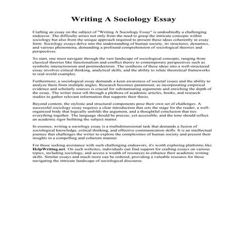 Writing A Sociology Essay. Antioch College