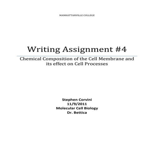 Writing assignment 4   molecular cell biology