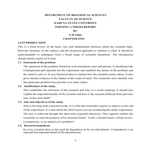 Writing a thesis report