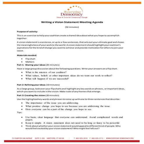 Writing a Vision Statement Meeting Agenda | DOCX