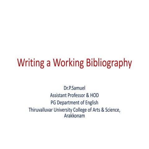 Writing a working bibliography