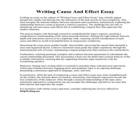 Writing Cause And Effect Essay