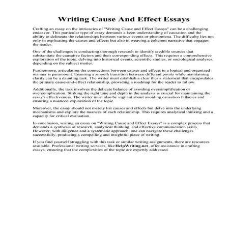 Writing Cause And Effect Essays
