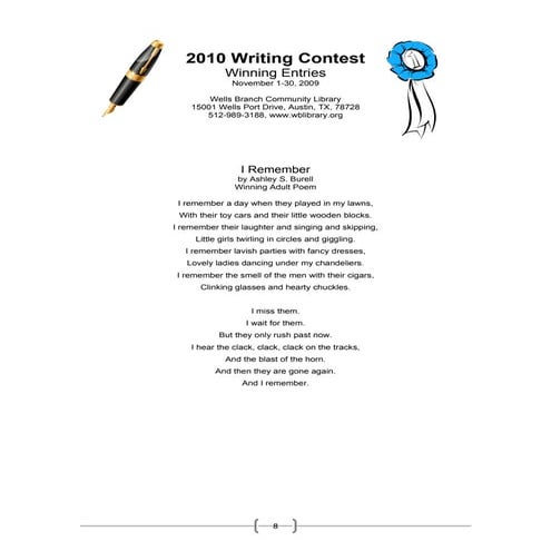 2010 WBCL Writing Contest Winners