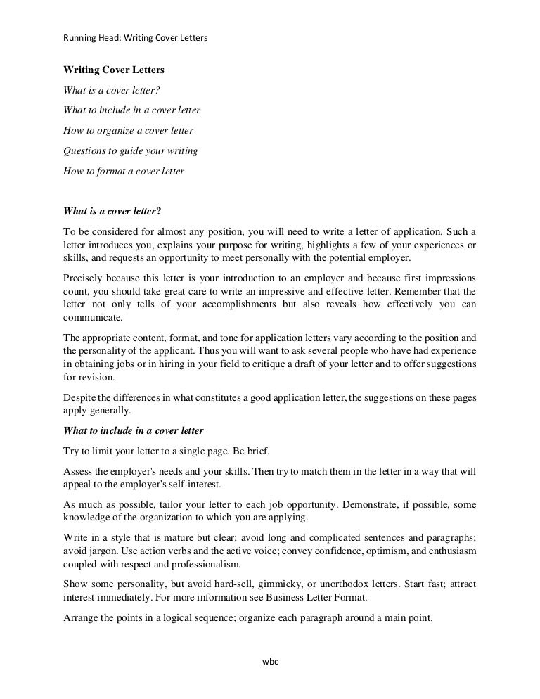 Writing Cover Letters Writing Cover Letters