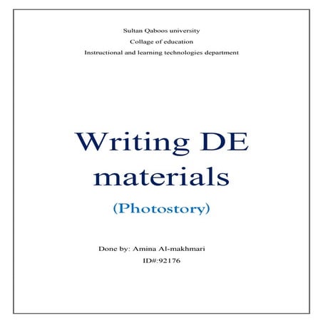 Writing de materials