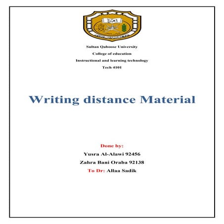 Writing distance material