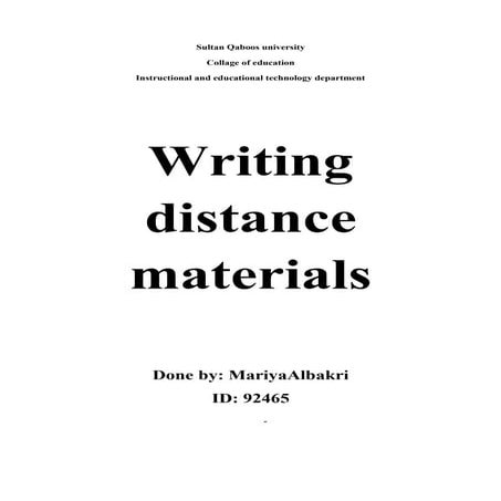 Writing distance matirls