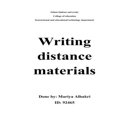 Writing distance matirls
