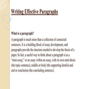 Writing effective paragraphs 1