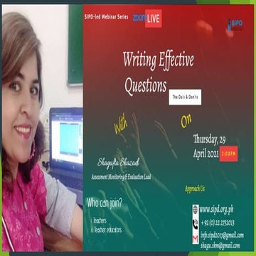 Writing effective questions: The Do's and Don'ts