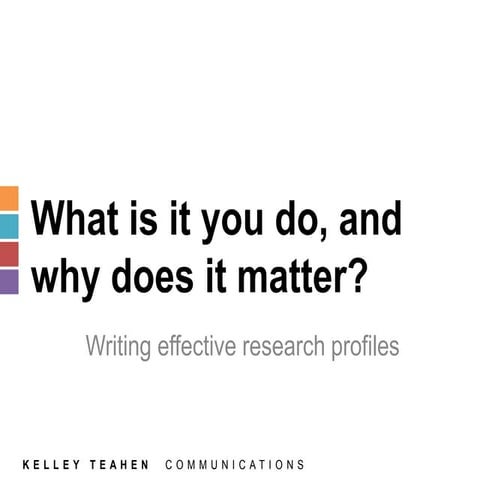 Writing effective research profiles