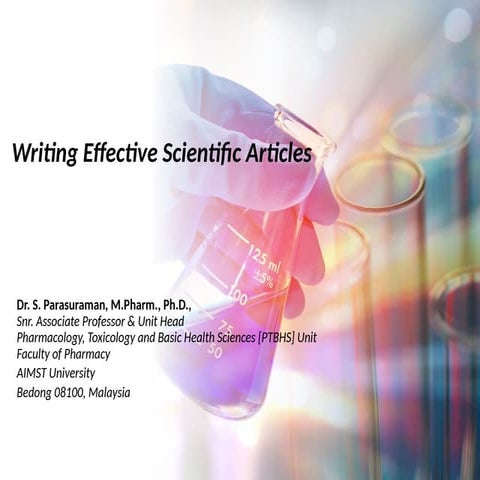 Writing Effective Scientific Articles---