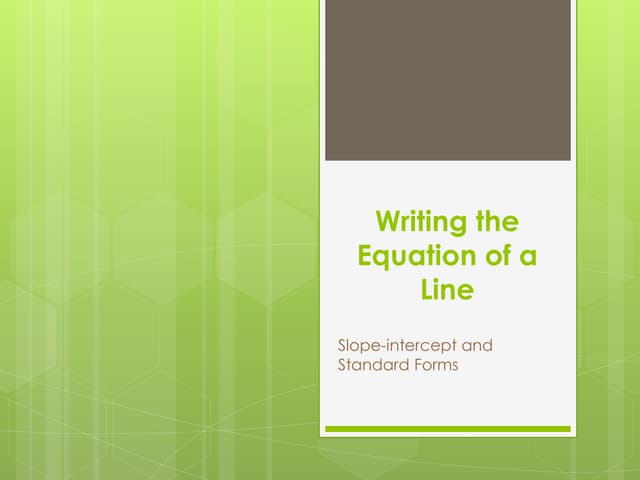 Writing the Equation of Line Given Two Points