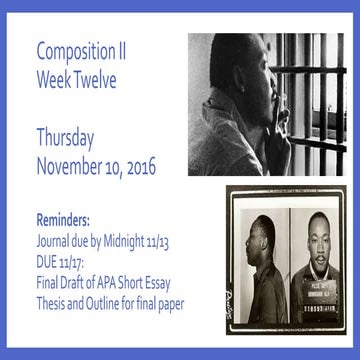 Writing for change week twelve