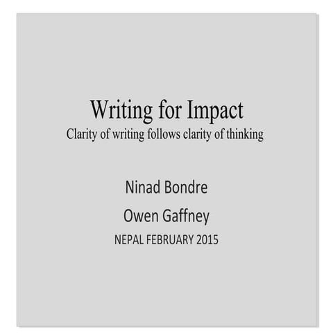 Science communications: Writing for impact 