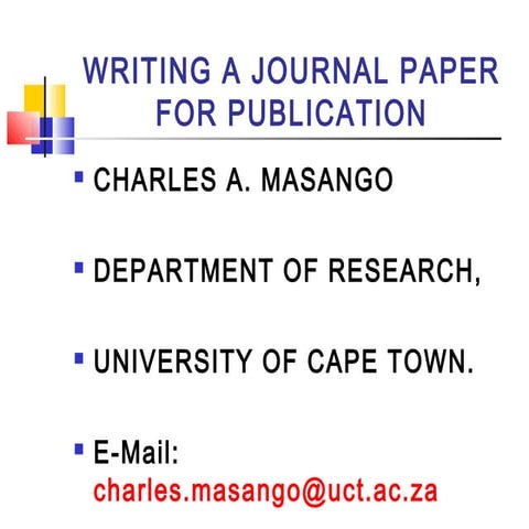 Writing a Journal Paper for publication