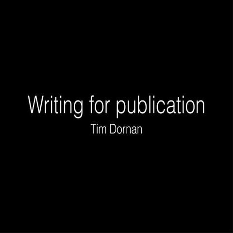 Writing for Publication