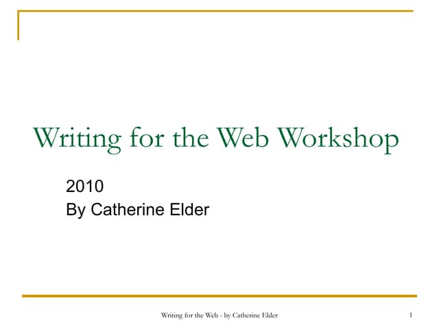 Writing for the web 2010