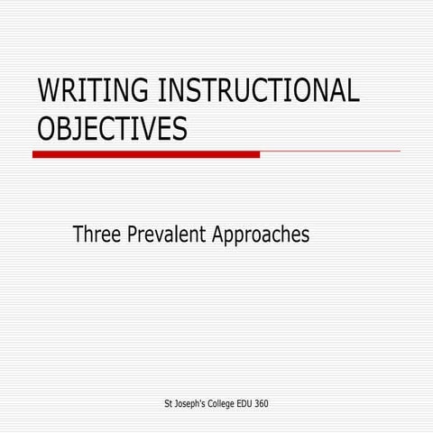 Writing Instructional Objectives
