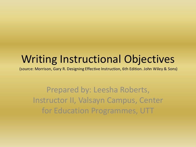 Writing instructional objectives