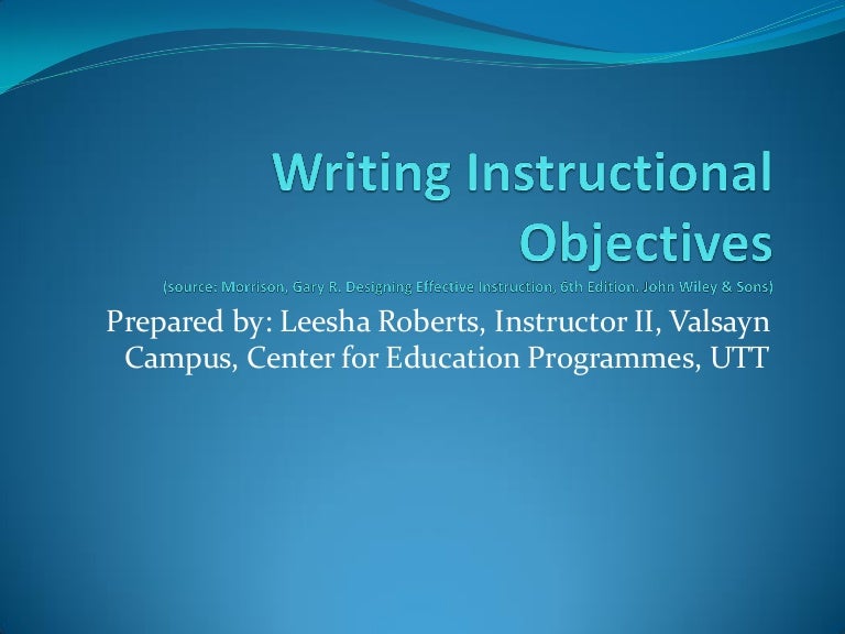 Writing instructional objectives[2013]