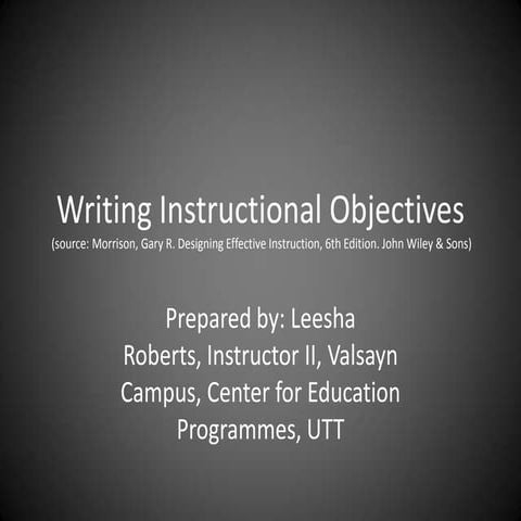 Writing instructional objectives[2013] | PPT