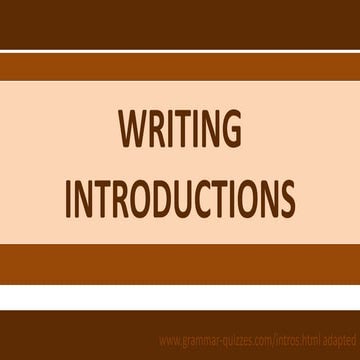 Writing introductions