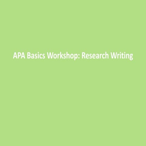 Why Use APA & Paraphasing - PBSC English Writing Lab