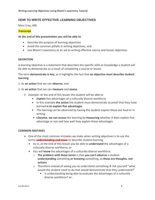 How to write lesson objectives | PPTX