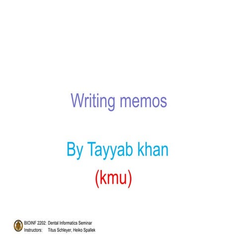 Writing memos | PPT | Business | Business and Finance