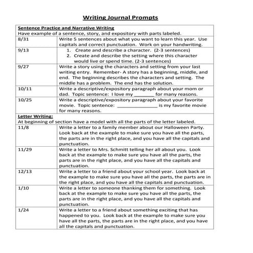 Writing notebook prompts