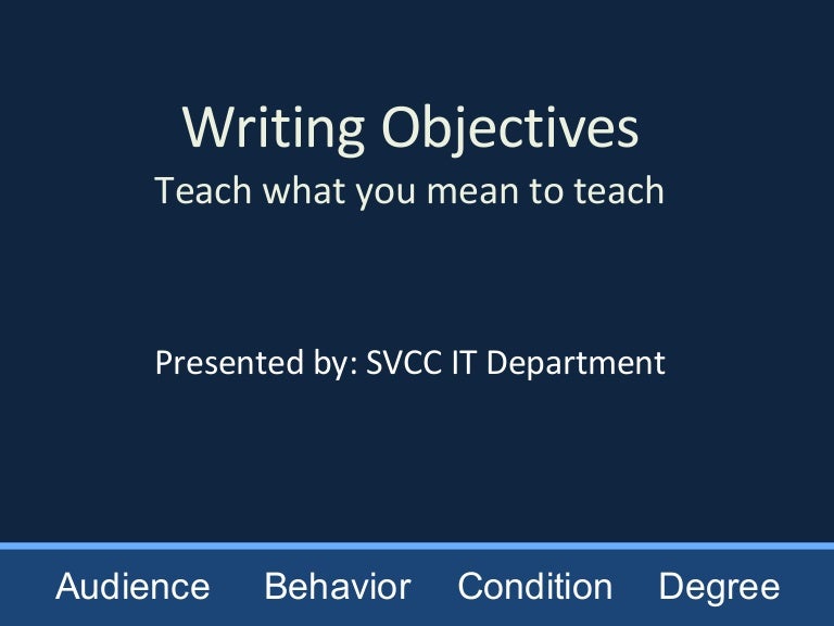 Writing Objectives