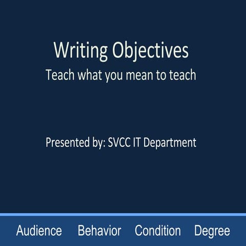 Writing Objectives