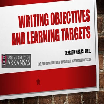 Writing objectives and learning targets