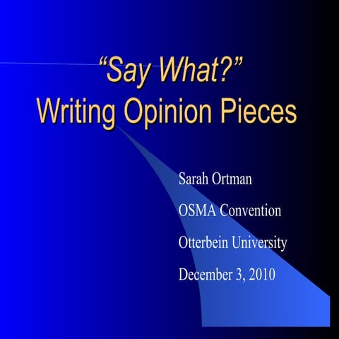 Writing Opinion Pieces