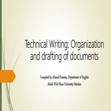 Technical Writing: Organisation and drafting of a document