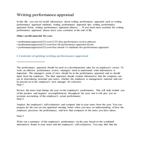 Writing performance appraisal