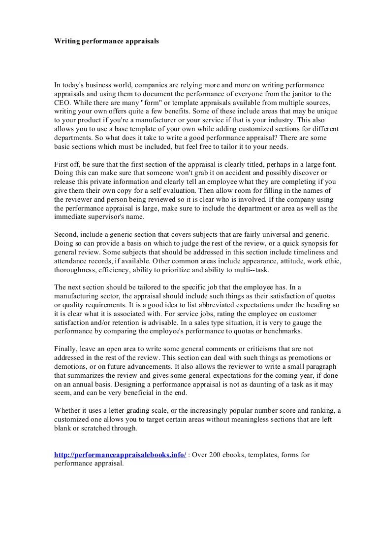 How to write staff appraisals picture